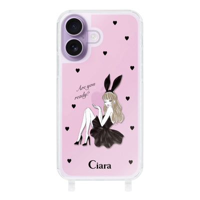 iPhoneケース  ストラップクリアケース ブラックバニー