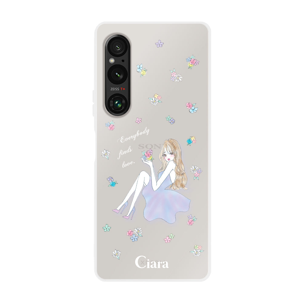Xperia1Ⅴ クリアケース ラベンダーガール クリア