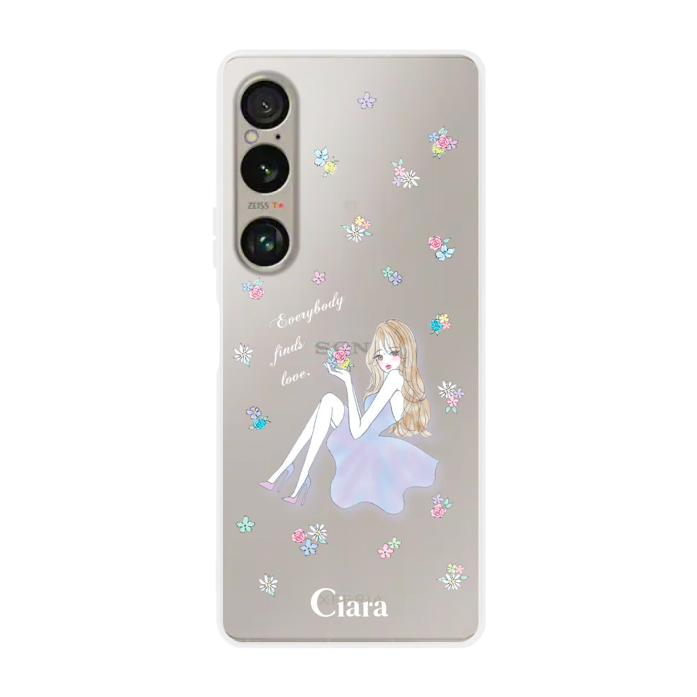 Xperia1Ⅵ クリアケース ラベンダーガール クリア