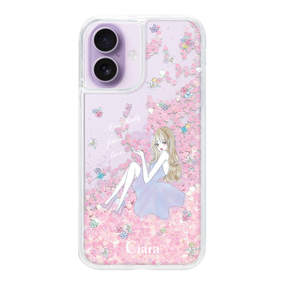 iPhoneケース グリッター オイルクリアケース ラベンダーガール