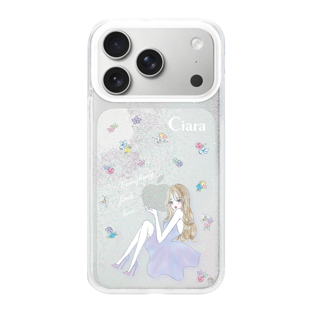 iPhone17Pro グリッター オイルクリアケース ラベンダーガール クリア