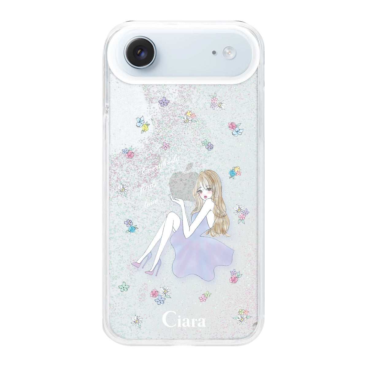 iPhoneAir グリッター オイルクリアケース ラベンダーガール クリア