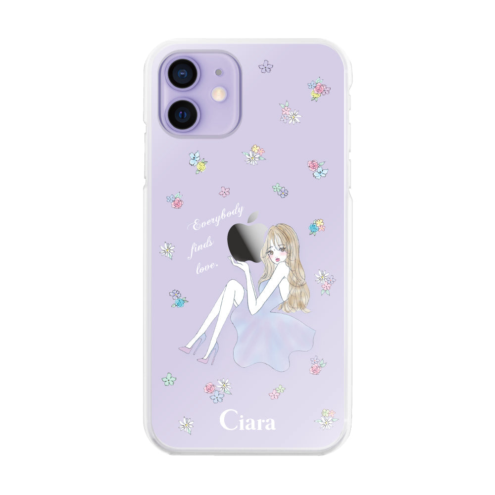 iPhone12mini ハイブリッド クリアケース ラベンダーガール クリア