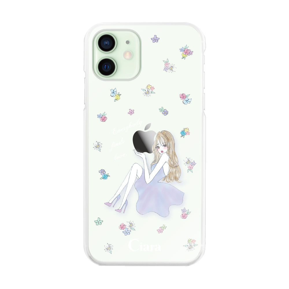 iPhone11 ハイブリッド クリアケース ラベンダーガール クリア