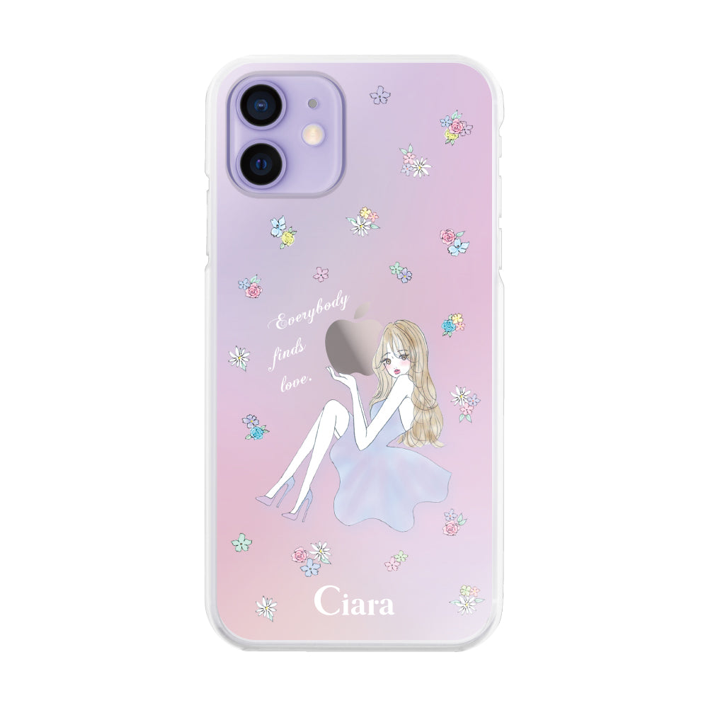 iPhone12/12Pro ハイブリッド クリアケース ラベンダーガール パステル