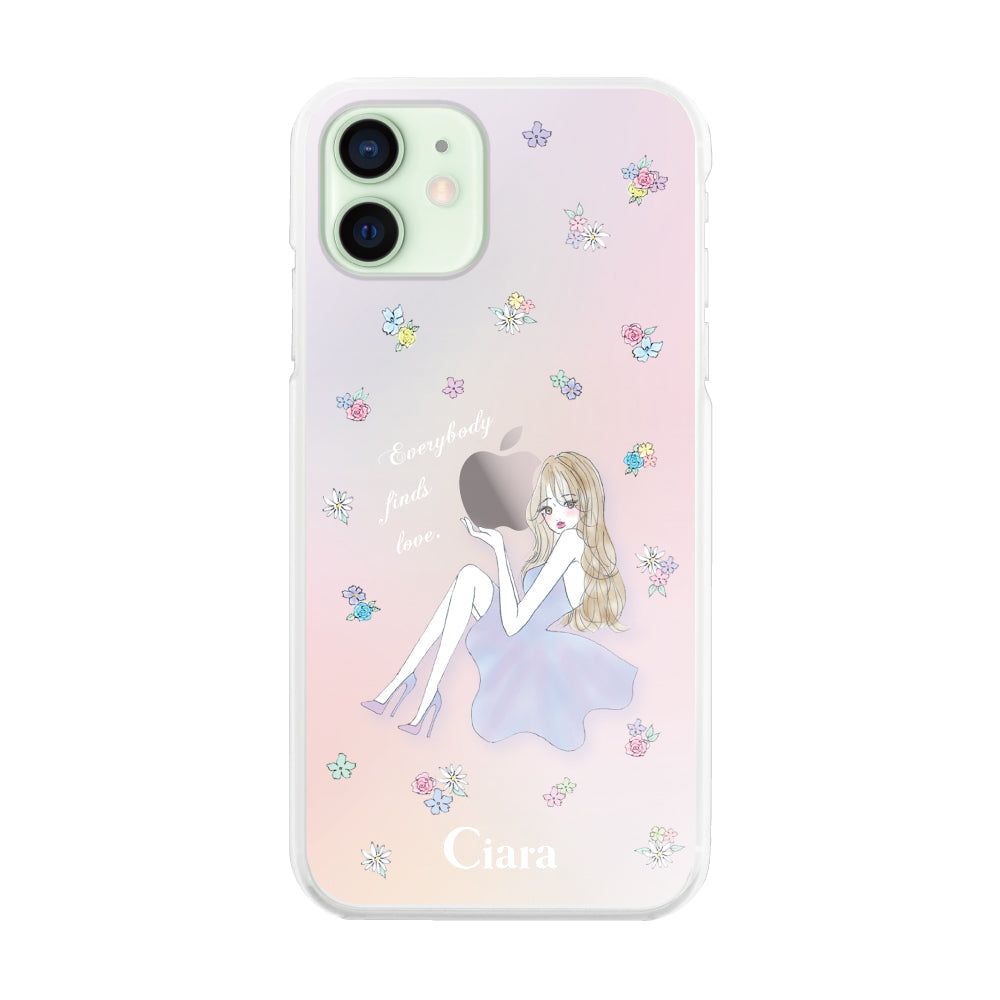 iPhone12mini ハイブリッド クリアケース ラベンダーガール パステル