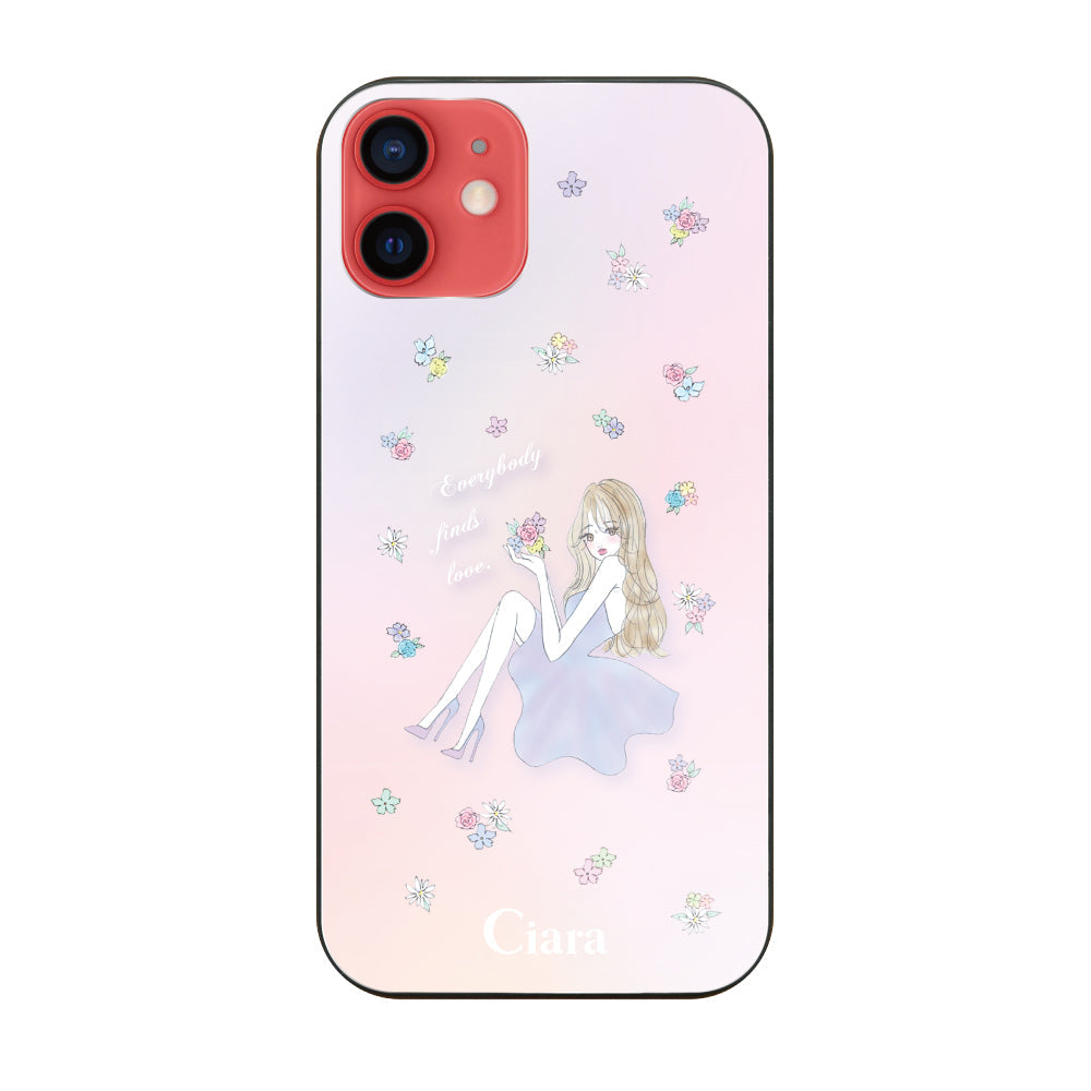 iPhone11 ガラス 強化ガラスケース ラベンダーガール ピンク
