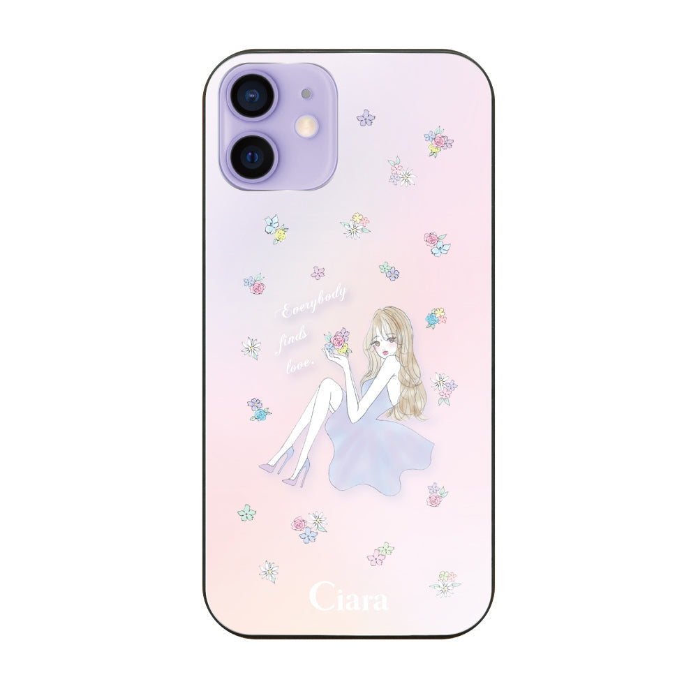 iPhone12/12Pro ガラス 強化ガラスケース ラベンダーガール ピンク