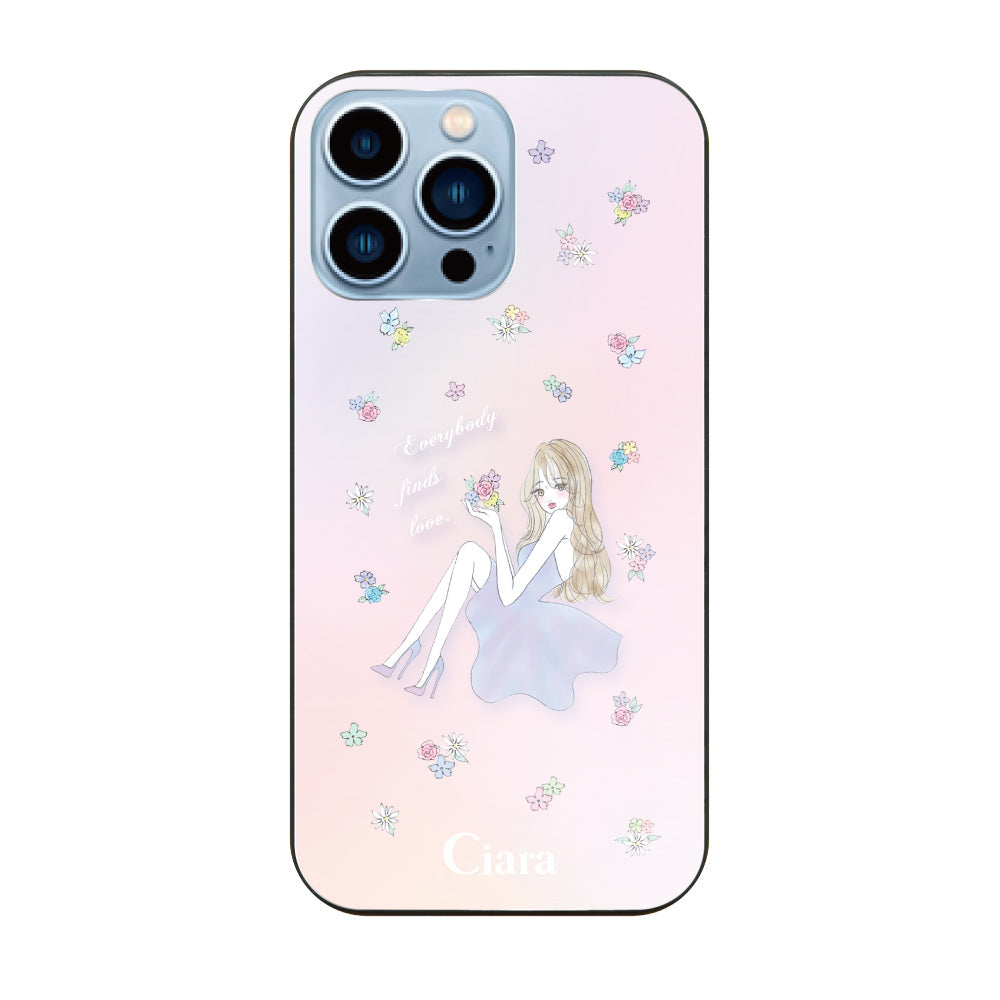 iPhone13ProMax ガラス 強化ガラスケース ラベンダーガール ピンク