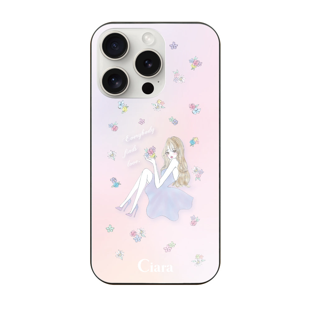 iPhone15ProMax ガラス 強化ガラスケース ラベンダーガール ピンク