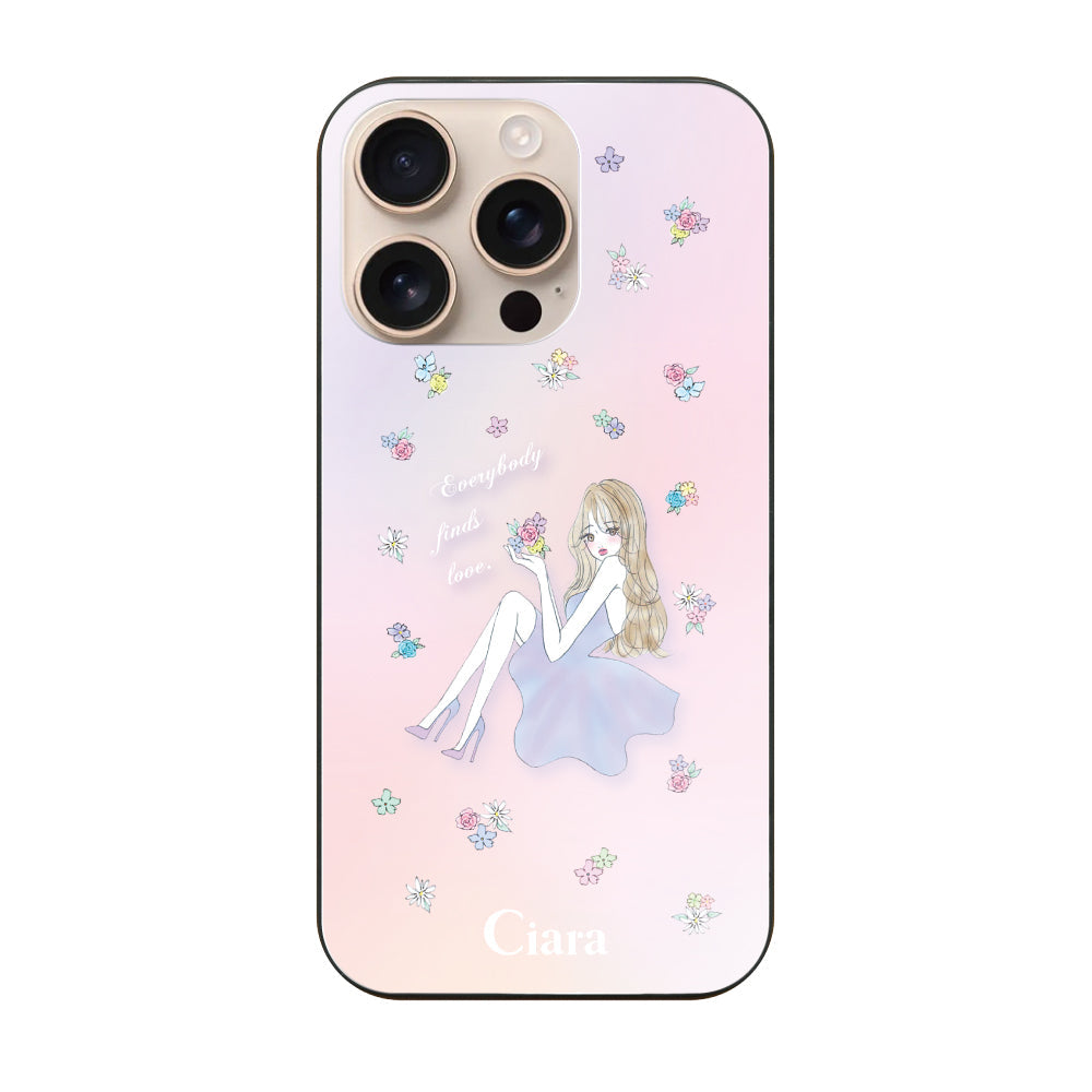 iPhone16Pro ガラス 強化ガラスケース ラベンダーガール ピンク