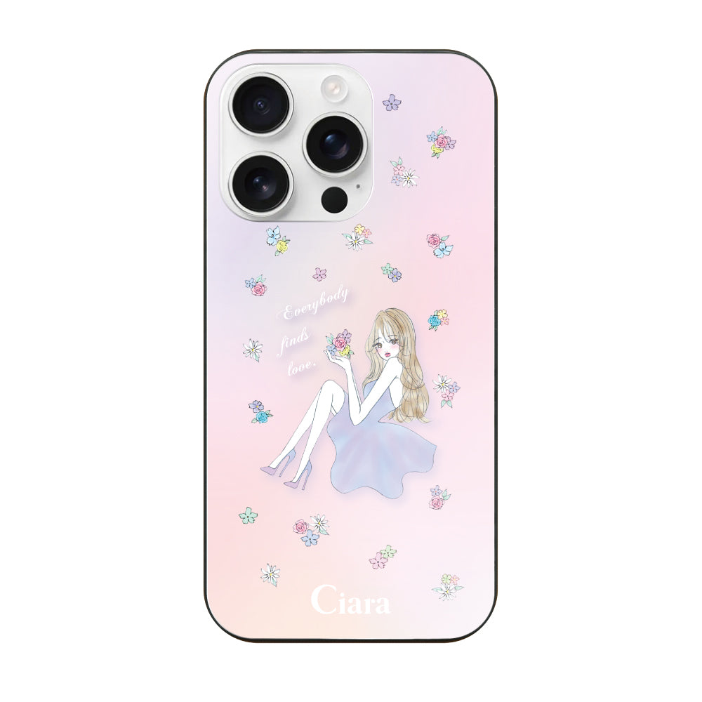 iPhone16ProMax ガラス 強化ガラスケース ラベンダーガール ピンク