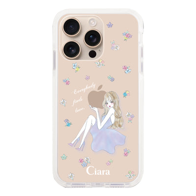 iPhoneケース クッションバンパー 耐衝撃クリアケース ラベンダーガール