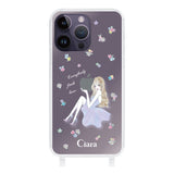 iPhone14ProMax ストラップクリアケース ラベンダーガール クリア