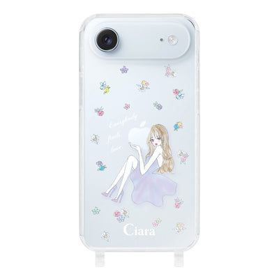 iPhoneケース  ストラップクリアケース ラベンダーガール