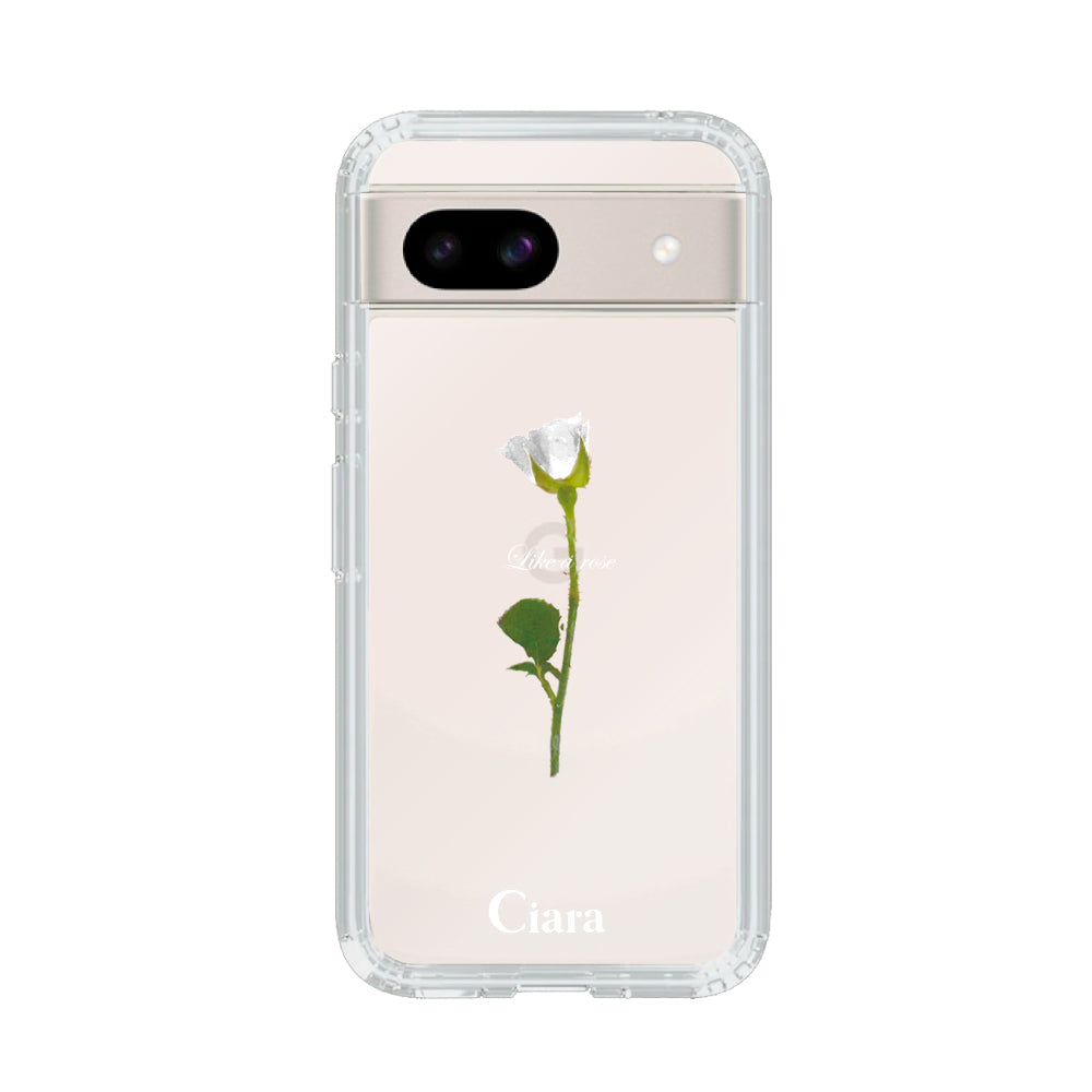 GooglePixel8aケース クリアケース ウォーターローズ ホワイト