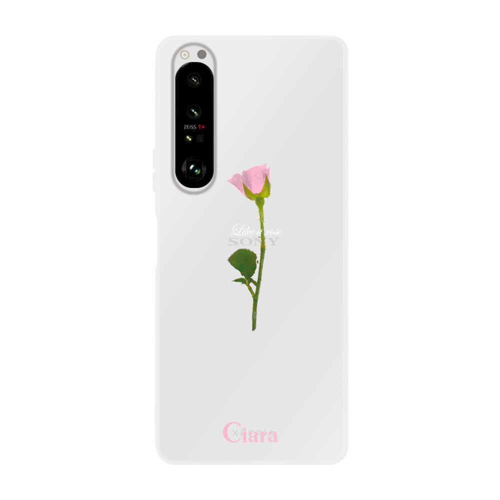 Xperia10Ⅱ クリアケース ウォーターローズ ピンク