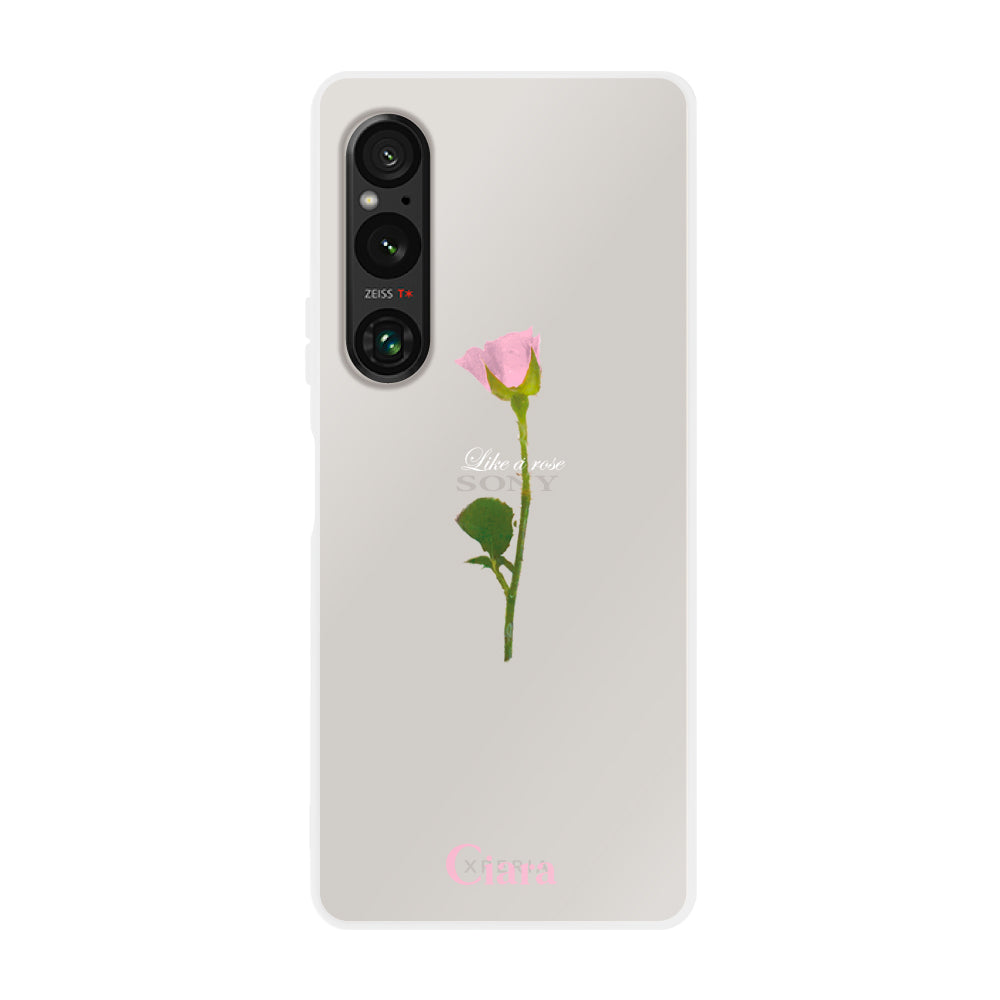 Xperia10Ⅴ クリアケース ウォーターローズ ピンク