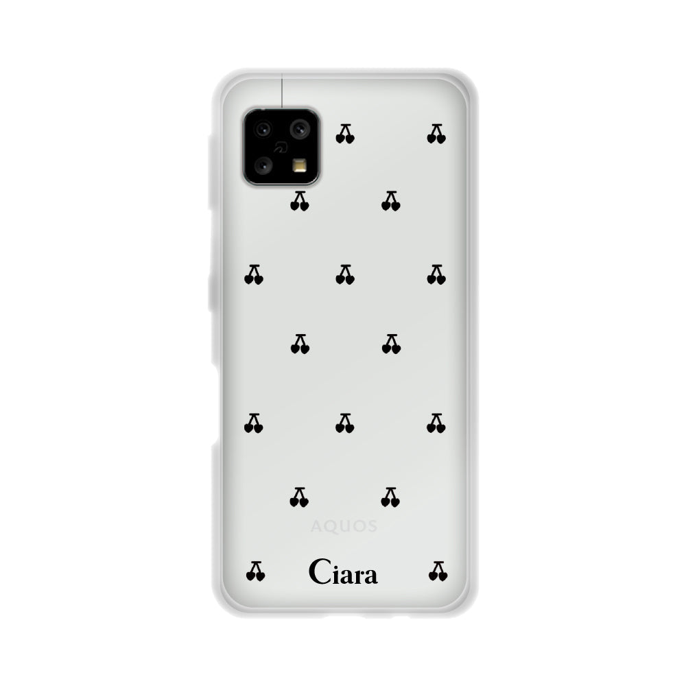 AQUOSSENSE4ケース クリアケース タイニーチェリー ブラック