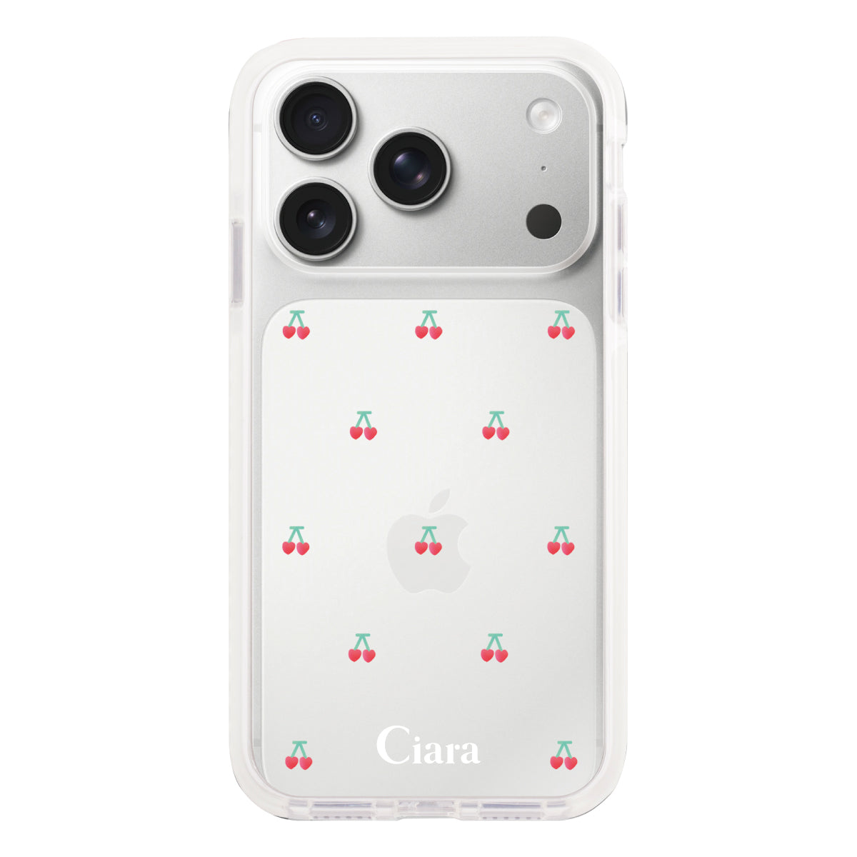 iPhone17Pro クッションバンパー 耐衝撃クリアケース タイニーチェリー レッド