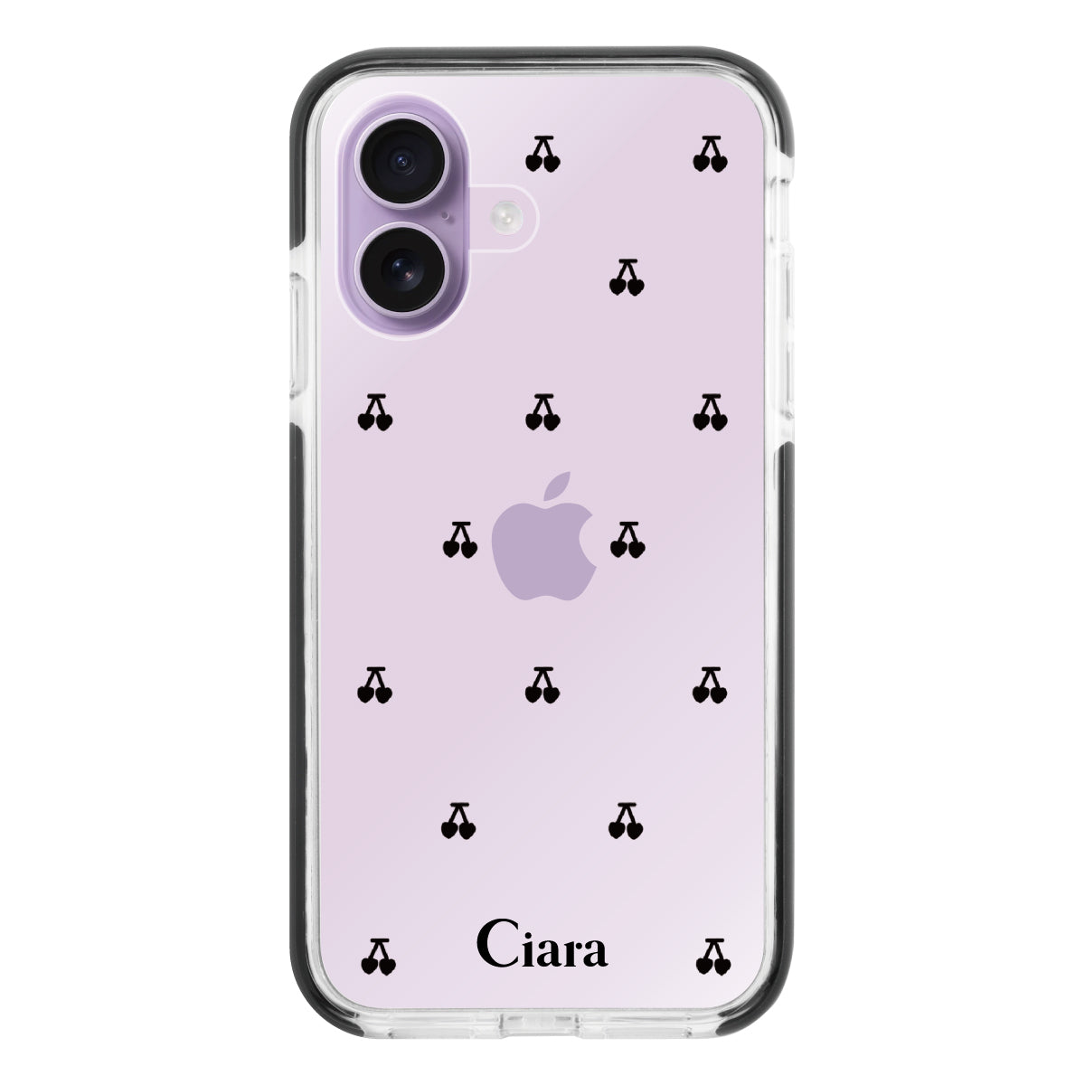 iPhone17 クッションバンパー 耐衝撃クリアケース タイニーチェリー ブラック