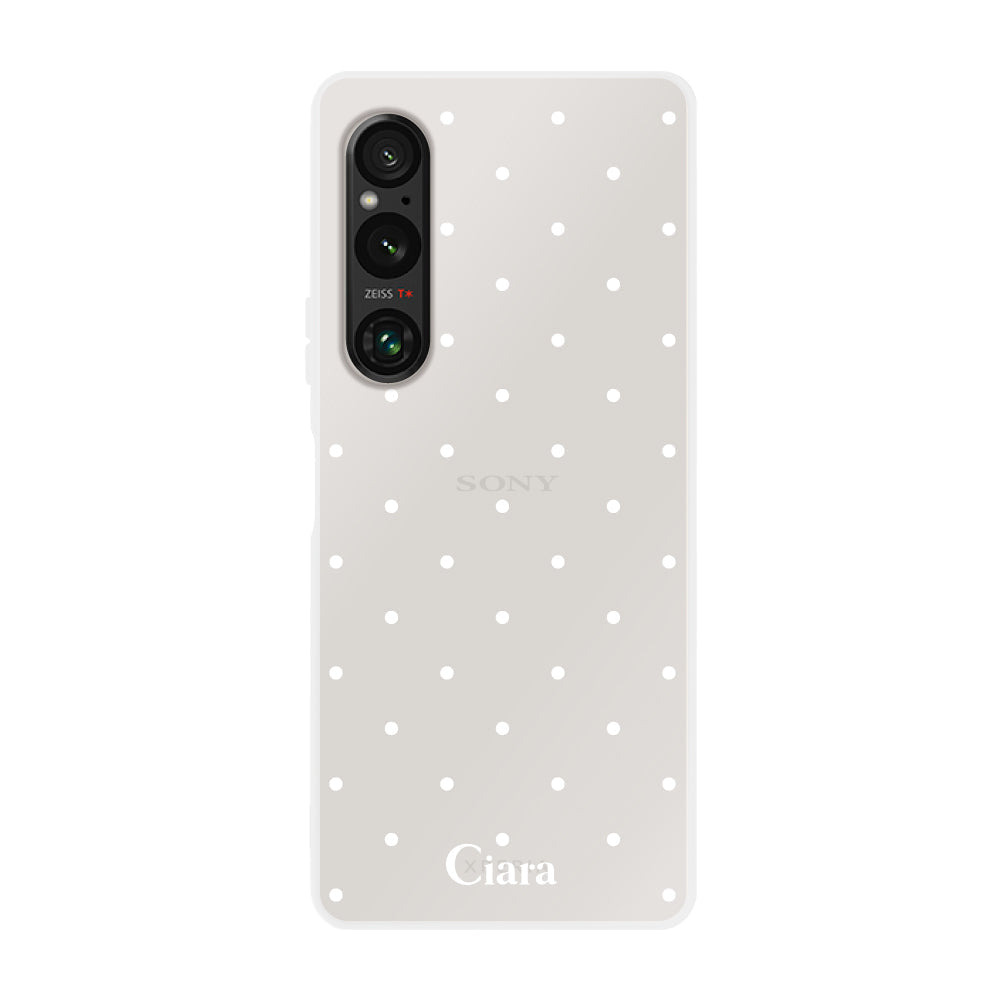 Xperia1Ⅴ クリアケース スウィートドット ホワイト