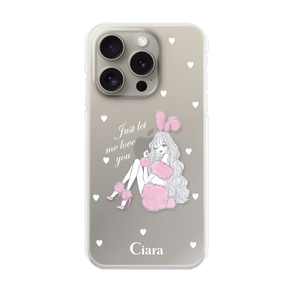 iPhone15Pro ハイブリッド クリアケース ピンクバニー クリア