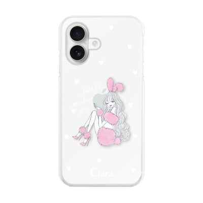 iPhoneケース ハイブリッド クリアケース ピンクバニー