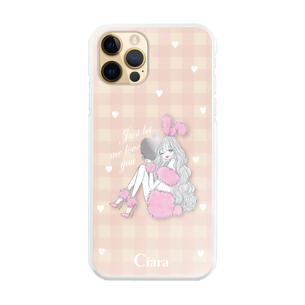 iPhone11Pro ハイブリッド クリアケース ピンクバニー ピンクチェック