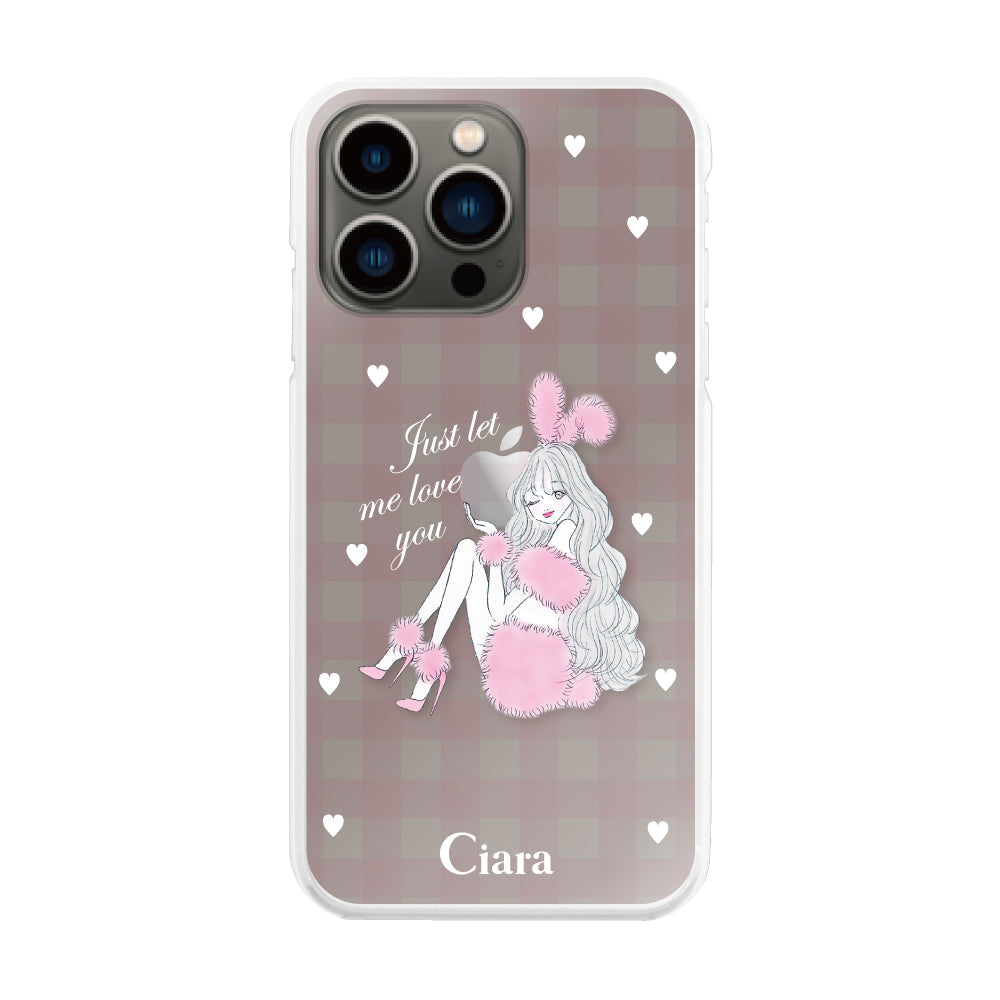 iPhone13Pro ハイブリッド クリアケース ピンクバニー ピンクチェック