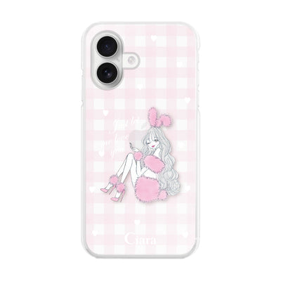 iPhoneケース ハイブリッド クリアケース ピンクバニー