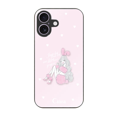 iPhoneケース ガラス 強化ガラスケース ピンクバニー