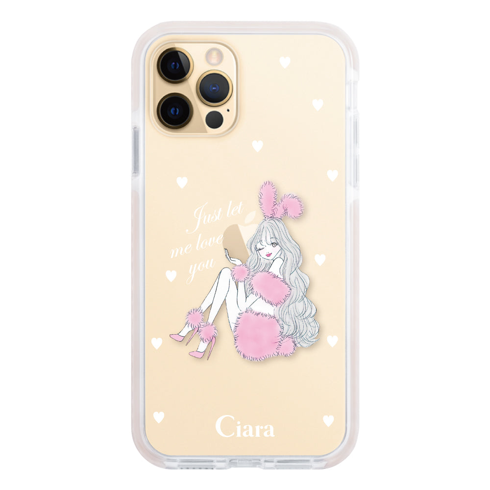 iPhone11ProMax クッションバンパー 耐衝撃クリアケース ピンクバニー ピンク