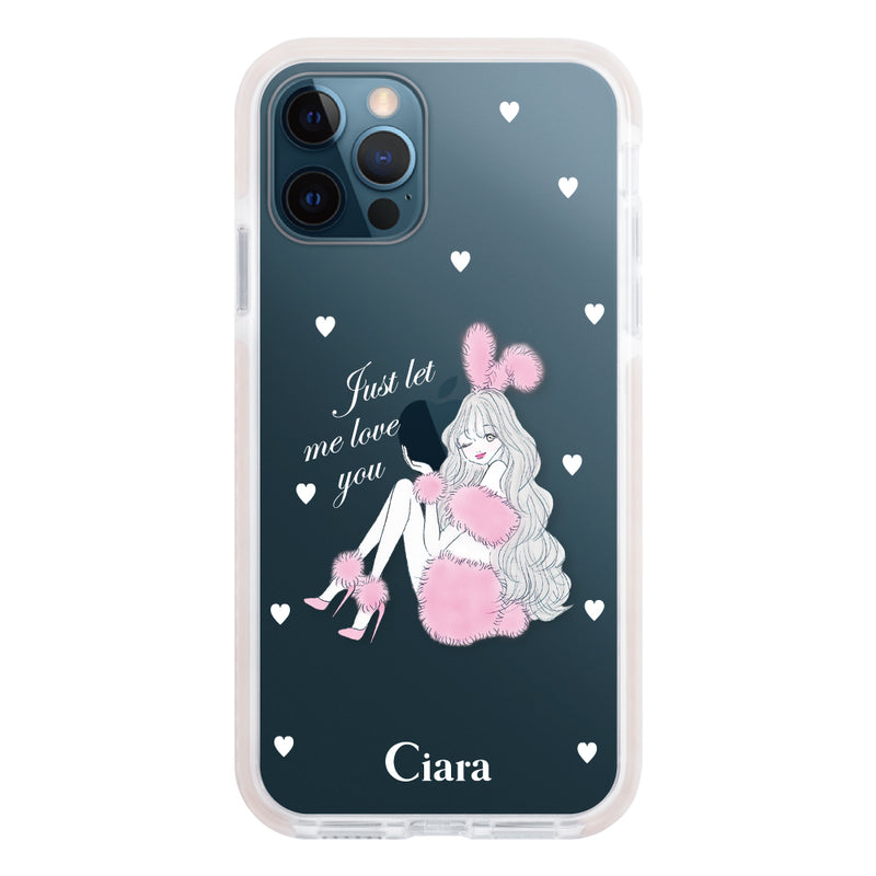 iPhoneケース クッションバンパー 耐衝撃クリアケース ピンクバニー