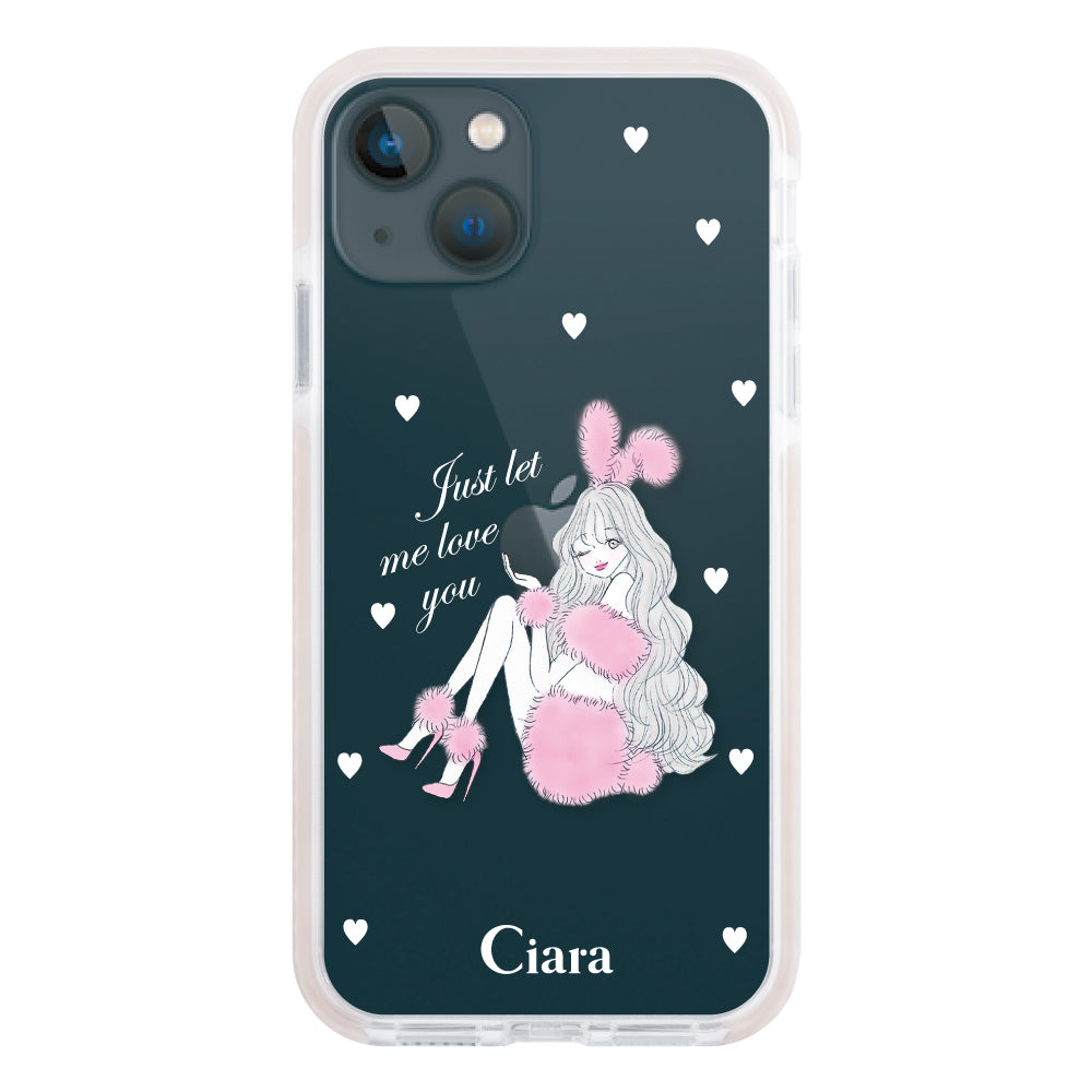 iPhone13mini クッションバンパー 耐衝撃クリアケース ピンクバニー ピンク