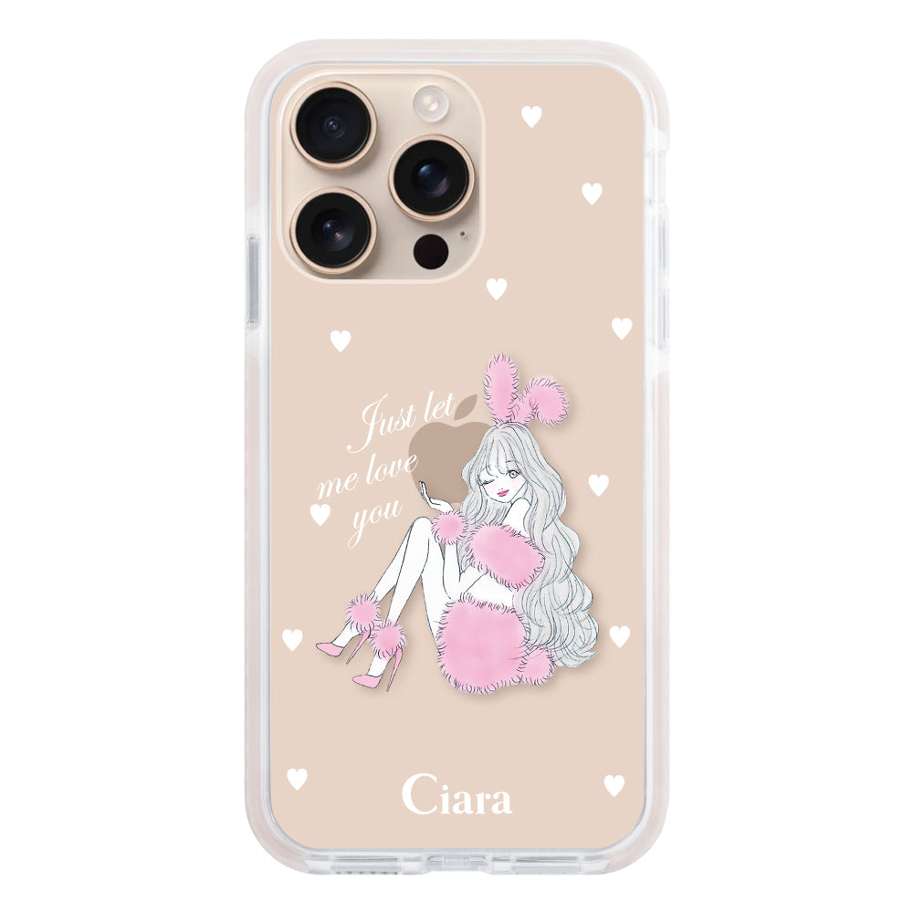 iPhone16Pro クッションバンパー 耐衝撃クリアケース ピンクバニー ピンク