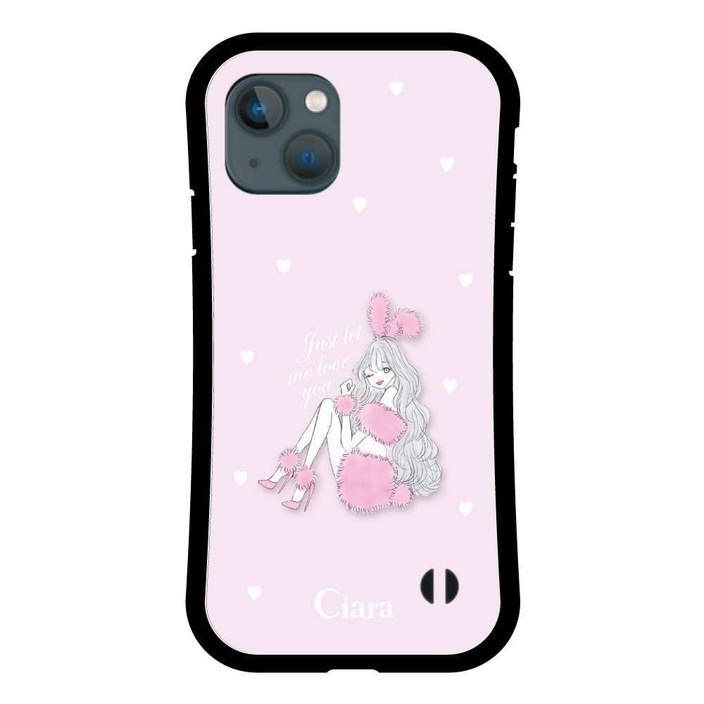 iPhone13mini グリップ 耐衝撃ケース ピンクバニー ピンク