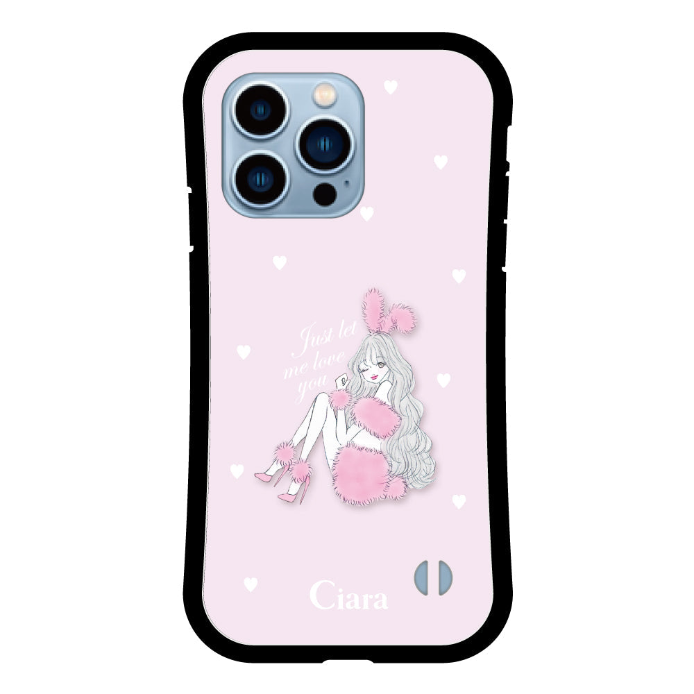 iPhone13ProMax グリップ 耐衝撃ケース ピンクバニー ピンク