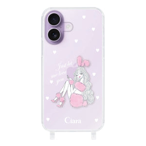 iPhoneケース  ストラップクリアケース ピンクバニー