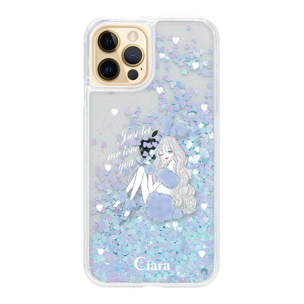 iPhone11Pro グリッター オイルクリアケース ブルーバニー ブルー