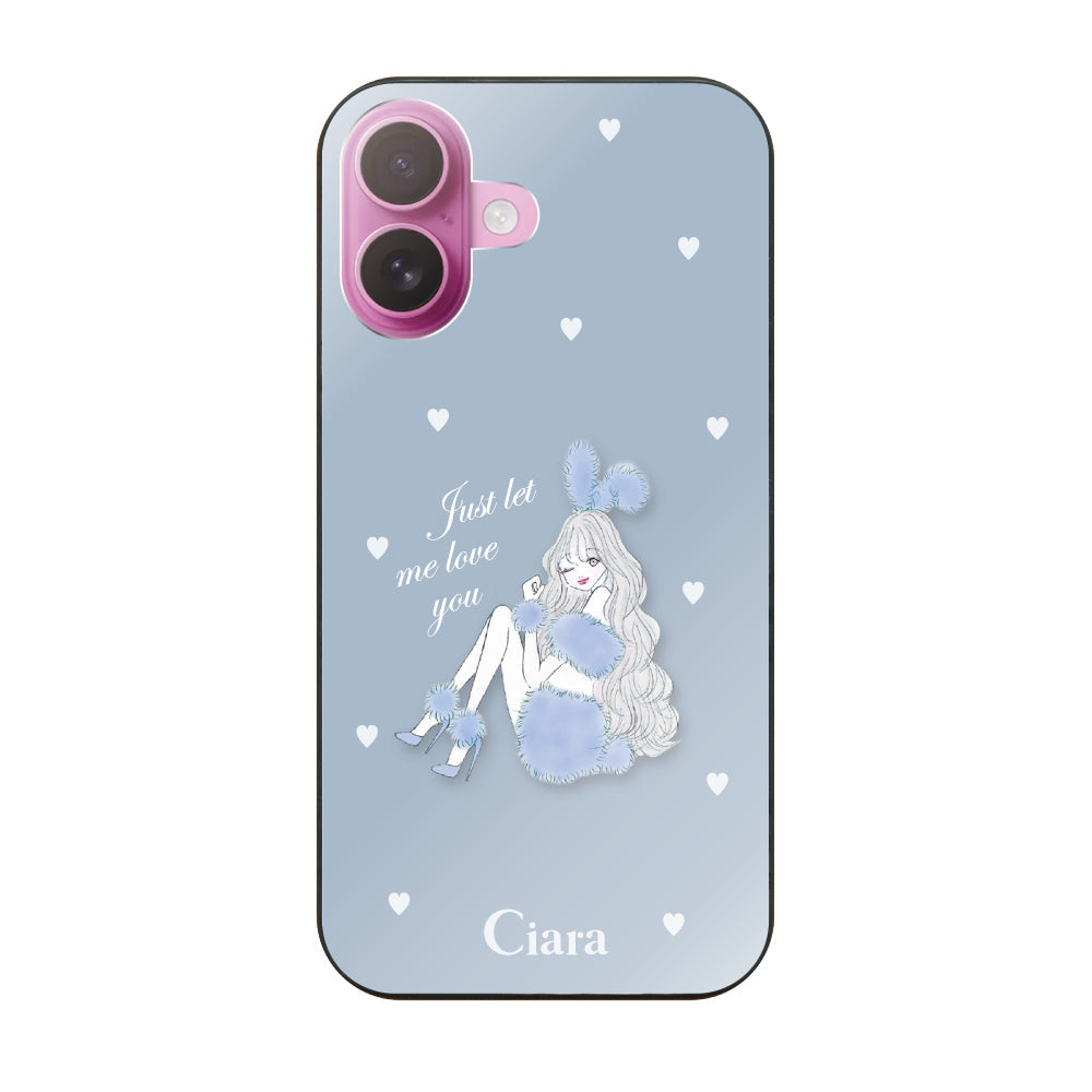 iPhone16 ガラス 強化ガラスケース ブルーバニー ブルー