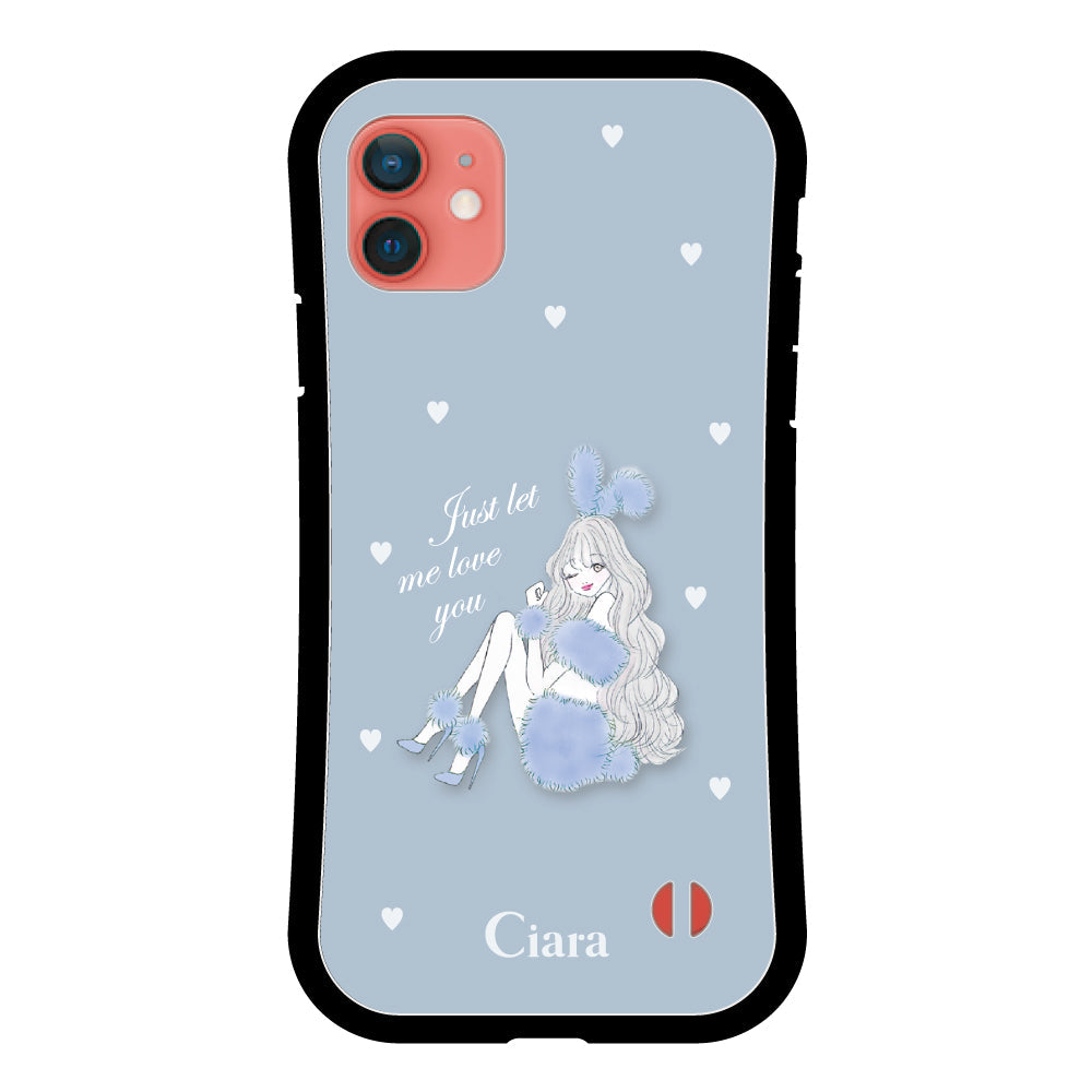 iPhoneXR グリップ 耐衝撃ケース ブルーバニー ブルー