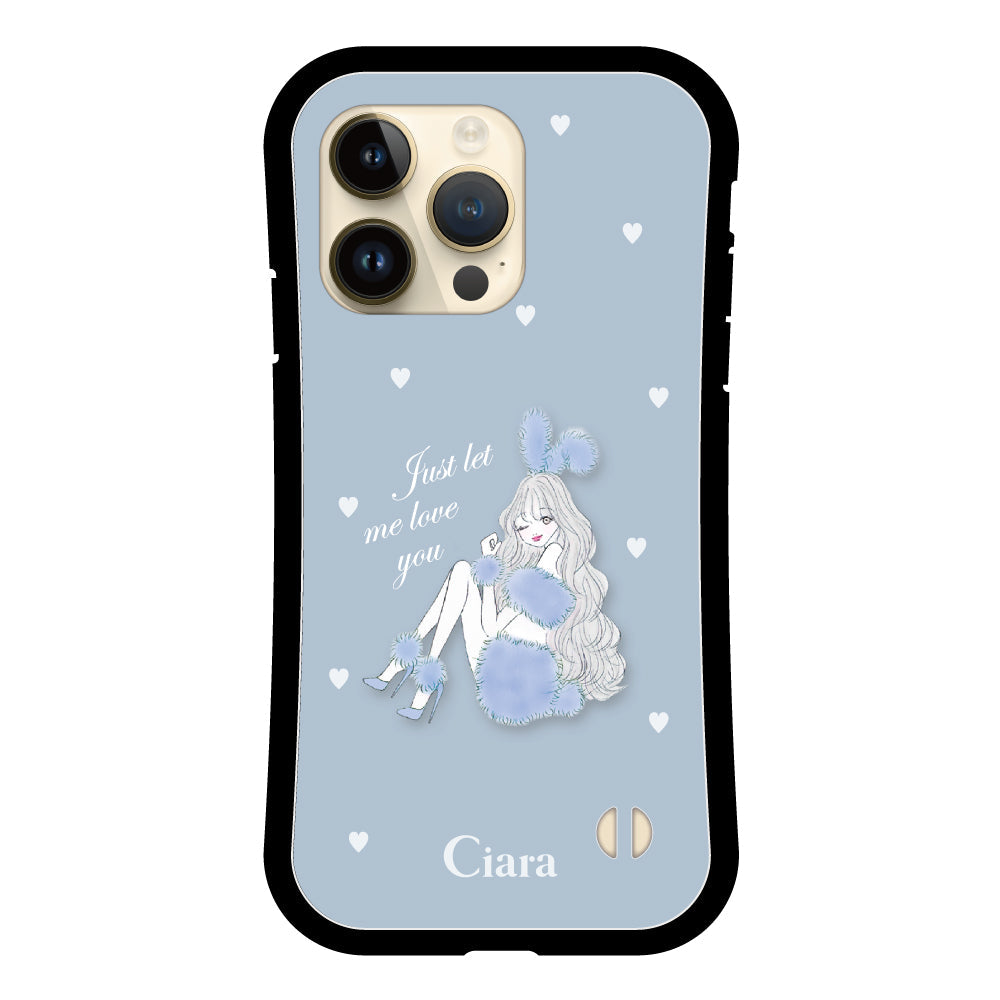 iPhone14Pro グリップ 耐衝撃ケース ブルーバニー ブルー
