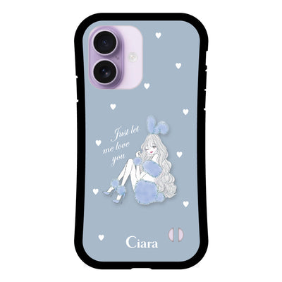 iPhoneケース グリップ 耐衝撃ケース ブルーバニー
