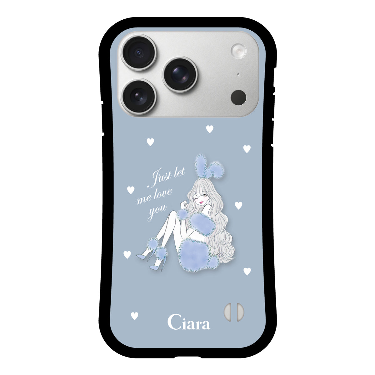 iPhone17Pro グリップ 耐衝撃ケース ブルーバニー ブルー