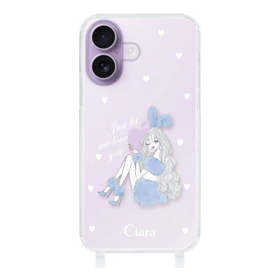 iPhoneケース  ストラップクリアケース ブルーバニー