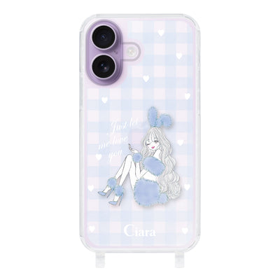 iPhoneケース  ストラップクリアケース ブルーバニー