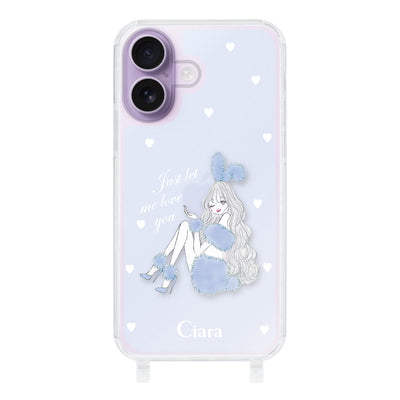 iPhoneケース  ストラップクリアケース ブルーバニー