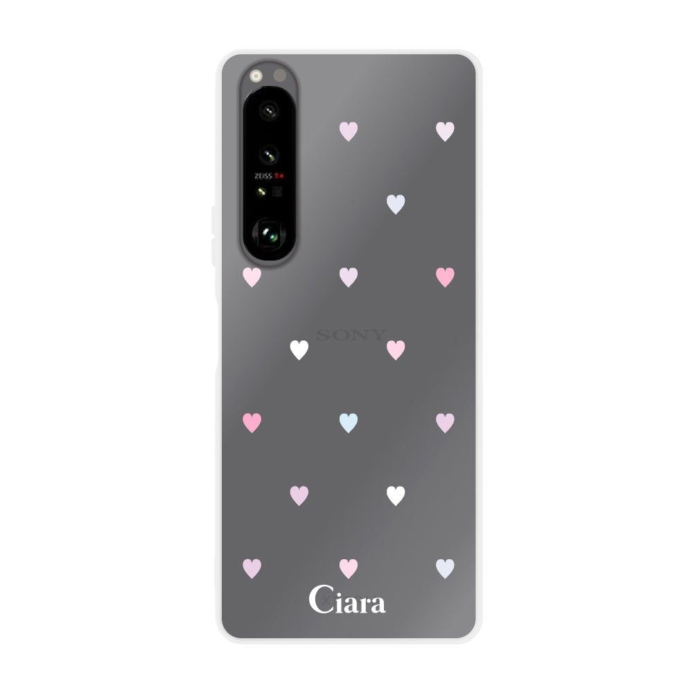 Xperia1Ⅲ クリアケース パステルハート パステル