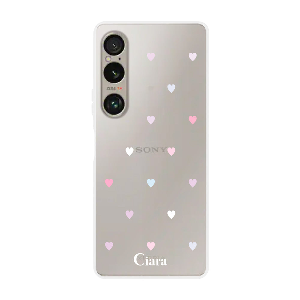 Xperia1Ⅵ クリアケース パステルハート パステル